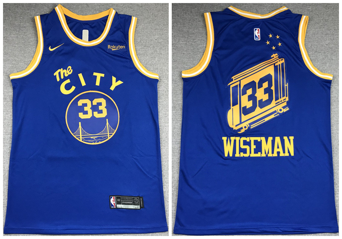 Men's Golden State Warriors #33 James Wiseman Blue NBA 2020-21 Dri-FIT Hardwood Classic Stitched Jersey
